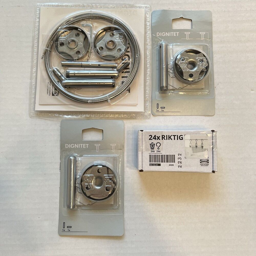 IKEA Dignitet 197" Curtain Wire Cable Hanging System 600.752.95  + RIKTIG Clips+